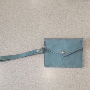 Elegant Blue Leather Card Holder